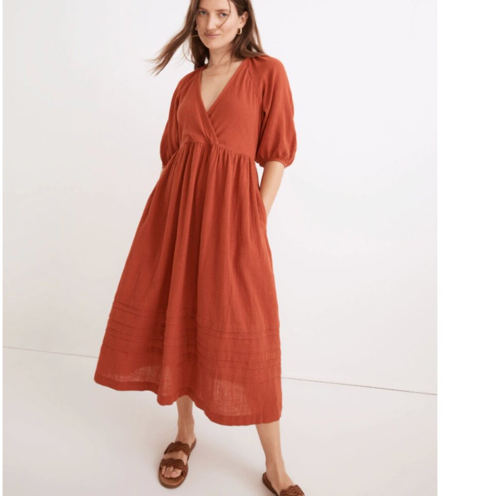 Madewell Rust Midi Wrap Dress